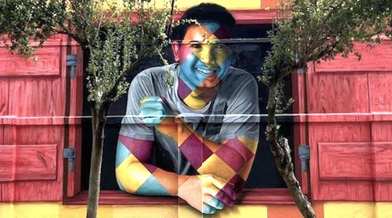 Artista pinta muro de 150 metros em homenagem aos 35 anos de